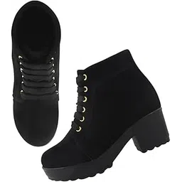 Comfortable Alluring Extra Cushion Inner Sole and Skin Friendly Ankle Boot with Block Heels for Womens and Girls