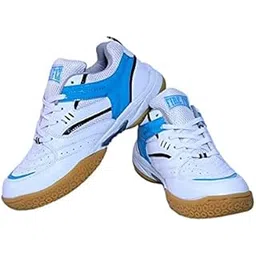 CW Firefly Men's Excel Badminton White Blue Badminton Sports Performance Shoes with Non Marking Sole