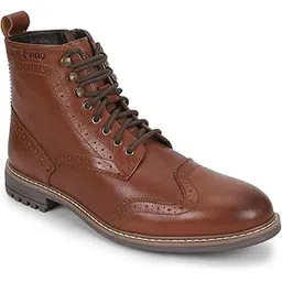 Royal Enfield Men's Formal Brogue Boots TAN Sneaker-9 Kids UK (SOA230010TAN)