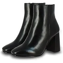 Saint G Womens Black Napa Leather Ankle Boots, Block Heel Boots For Womens, Boot For Girls Stylish, Boots For Women Stylish, Instep Zip Closure Boots For Women