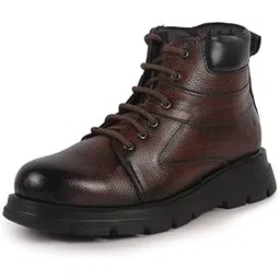 Men Genuine Leather Lace Up Ankle Boots | High Ankle Shoes | Featherlite Memory Cushion Boots | Casual and Work Wear