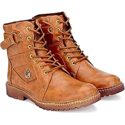Casual High Top Ankle Boots Long Fighter Boots for Men's & Boy's(Tan-size-8)*