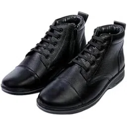 Men's Leather Ankle Boots, Lace-up, Brown, Cap Toe Design, Casual Dress Shoes