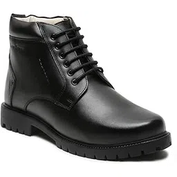 Men's High Ankle Biker Boots Obsidian Black Handcrafted Italian Leather Shoes for Men Biking Hiking Trekking Boot (RGWBJB)