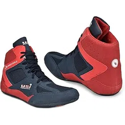 The Unbeatable Wrestling Shoes, 701WRB Comferto Red/Navy Sports Shoes for Wrestlers for Men & Women with Pu Suede, Mesh & Rubber Construction