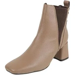 Women Block Heel Trendy Faux Leather Chelsea Boot