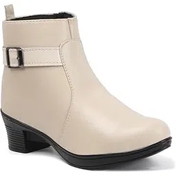 Women's Chelsea Ankle Boots | Block Heel Slip-On Booties | Chic, Cosy Synthetic Leather Shoes for Everyday Fall/Winter Wear, Travel, and Work