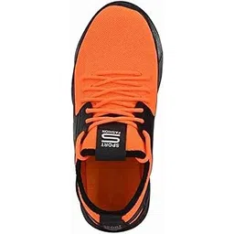 Men's Mesh Sneakers, Orange and Black, PVC Material, Lightweight Pull-On Training Shoes, Breathable Sports Casual Style for Gym, Walking, Running