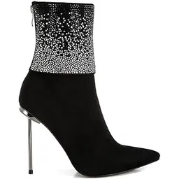 Rhinestones Embellished Foldover Boots