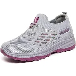 Women's Spring Walking Shoes – Breathable, Soft Sole, One-Step Comfort Shoes for Middle-Aged & Elderly Mothers| 37 | Grey