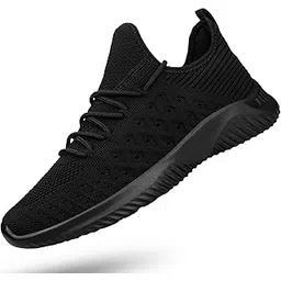 Mens Slip On Walking Shoes Lightweight Breathable Non Slip Running Shoes Comfortable Fashion Sneakers for Men Black