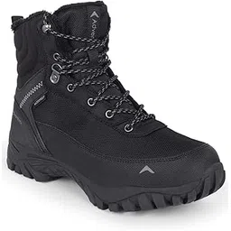Men's Edge ET 1101 Waterproof Hiking Boots, Mid-Top, Round Toe, Black, Mountain Trekking with Grip Sole, UK Size 8