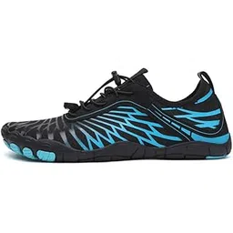 Anti-Slip Rubber Athletic Hiking Water Shoes for Mens Womens | Barefoot Aqua Swim Walking Shoes | Five-Finger Shoes | Running Shoes Lightweight Sneakers - Color: Blue | Size: 40