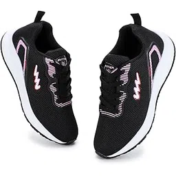 Women's Lightweight Sports Shoes Mesh Material Black Color Footwear (GN-235)