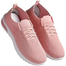 Women’s Breathable Mesh Athletic Light Pink Lace-Up Sneakers