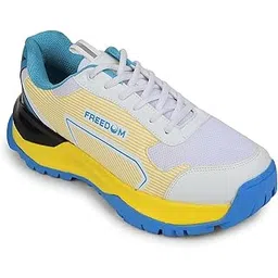 Liberty Freedom Striker-1 Sports Lace-Up Cricket Shoes for Men - Orange & Yellow | Lightweight and Comfortable | Suitable for Table Tennis, Volleyball, Squash and All Indoor/Outdoor Court