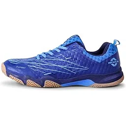 Powerstrike 3.0 Badminton Shoes for Men | Ultimate Pickleball, Padel, and Court Footwear | Badminton Sports Shoes | Best Non Marking Shoes | (Black/Blue/Peach)