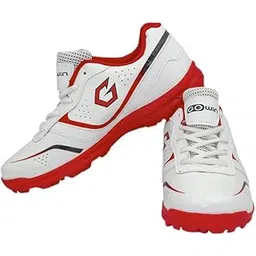 Academy White/Red Cricket Shoes Size-13 Kids with TR-77-R Cricket Leather Ball Veg Tanned Red