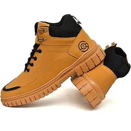 Men's Light Weight High Top Platform Fashion Synthetic Leather Sneakers | Sports, Boot Casual Shoes for Mens | Ankle Lace-Up Footwear for Men or Boys