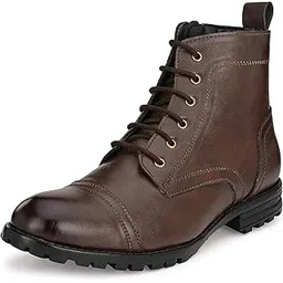 Men's Biker| Trekking Boots with Zip | Soft Cushioned Insole, Slip-Resistance, Dynamic Feet Support, Arch Support & Shock Absorption