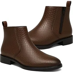 ORION-X Men's Vegan Leather Chelsea Boots – Classic Almond Toe Ankle Boots with Textured Finish | Formal & Smart Casual Boots