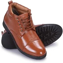 Leather TAN Formal Ankle Police Boots for Men (JEU054)
