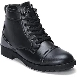 shoe for Men Side Zip Ankle Leather and lace-up Boots for Police, Commando NCC, Military, and Army