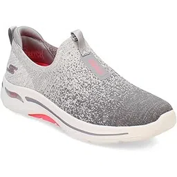 Women's Walking Shoes-GO Walk Arch FIT-Lunar VIEWS-124873-GYCL-8 Gray/Coral