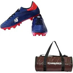 Sports Bag Artize Brown With Gowin Football Shoe Ace Navy Red Size-8 And Triumph Football Pvc Boss Yellow