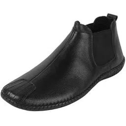 Men's Sleek Textured Leather Slip-On Chelsea Boots for Smart Casual Wear