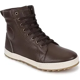 Royal Enfield Men's HIANKLE Leather Boots Dark Sneaker-8 Kids UK (SOA230005DARK Brown)