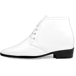 Men's 3.5 Inch Hidden Height Increasing Faux Leather Material with Casual Formal Laceup Ankle Boot.