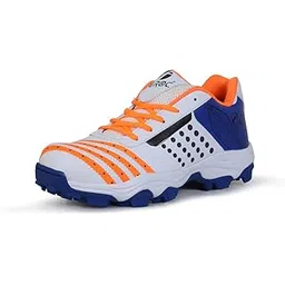 FEROC ADF White Orange Cricket Shoes (9, White Orange)