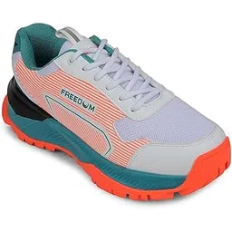 Liberty Freedom Striker-1 Sports Lace-Up Cricket Shoes for Men - Orange & Yellow | Lightweight and Comfortable | Suitable for Table Tennis, Volleyball, Squash and All Indoor/Outdoor Court