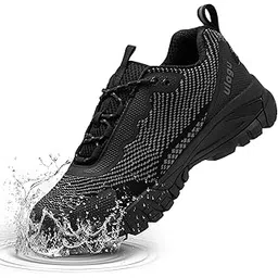 Waterproof Hiking Shoes for Men Women Comfy Lightweight All Day Work Walking Shoes 6-Month Warranty, Black, 7 Women/5 Men