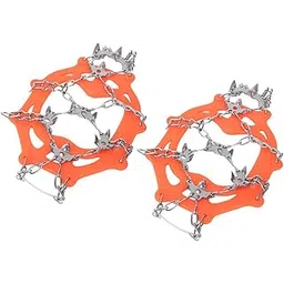 Climbing Shoe Crampons, 19 Teeth TPE Soft Glue Ice Shoes Cover for Hiking Shoes for Sports Shoes for Mountain Boots(L, 19 Teeth Orange)