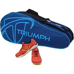 Gowin Badminton Shoe Smash Red Size-3 with Triumph Badminton Bag 303 Navy/Sky