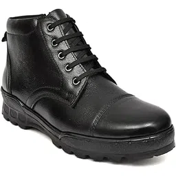 Men’s Black Ankle-Length Leather Boots with Anti-Slip Sole – Stylish Lace-Up Casual & Formal Shoes