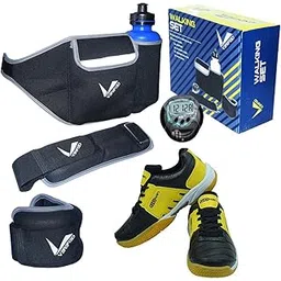 Gowin Badminton Shoe Power Black/Yellow Size-9 with Verified Walking Set
