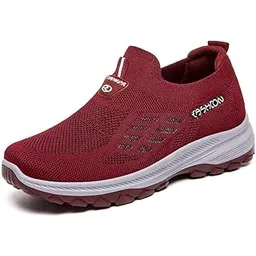 Women's Spring Walking Shoes – Breathable, Soft Sole, One-Step Comfort Shoes for Middle-Aged & Elderly Mothers| 37 | Red