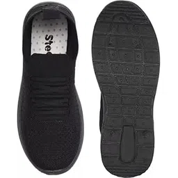 Knitted Mesh Sports Shoes, Slip-On Walking Sneakers, All Black,School Shoes, Office wear