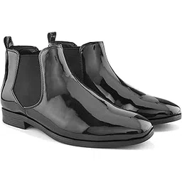 Men's Claystride Glossy Mid Ankle Slip-On Chelsea Boots | Regular Casual Shoes Without Laces | Perfect for Parties, Outdoor, Trekking, Office