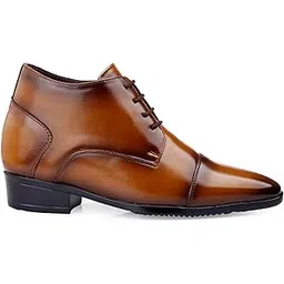 Men's 9 CM Hidden Height Increasing Faux Leather Material, Stylish Casual Formal Laceup Derby Boot.