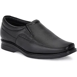 Men's Black Genuine Leather Slip-On Walking Shoes – Comfortable & Stylish Everyday Footwear for All-Day Support