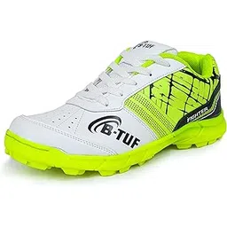 B-TUF Fighter Cricket Shoes/Studs Spikes Sports for Men Boys Unisex Kids|Lightweight and Durable | Stylish Sports Shoes | (Blue/Orange/Red/Neon Green)