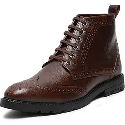 Chukka Boot for Men | High Ankle Italian Leather Boot | Handcrafted | Hiking and Biking Shoes | Brogue Style Lace-up Boot | Mens Formal Boot (BT-WBNDCKBG)