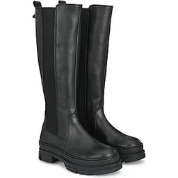 Black Women Vegan Leather Knee high Chelsea Boots