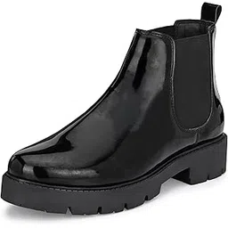 Faux Leather Platform Heel Formal Chelsea Boots for Women