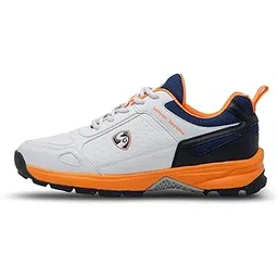 SG Club 6.0 Cricket Shoe (Color: White/Navy/Orange, Size: UK6/US7/EU40) | for Mens & Boys | Material: PU & Rubber | Lightweight | Improved Stability in The Game