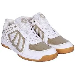 RXN Badminton Shoes for Men (WHITE-GOLD, numeric_8)